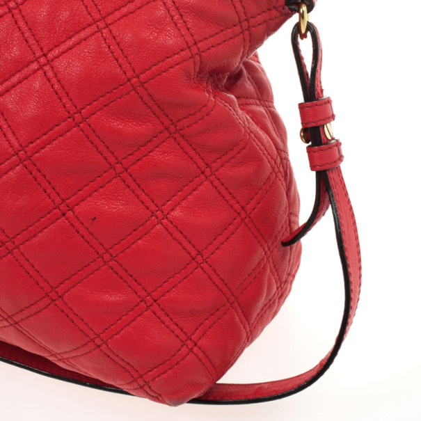 Pre-owned Marc Jacobs Coral Red Quilted Leather Rio Satchel