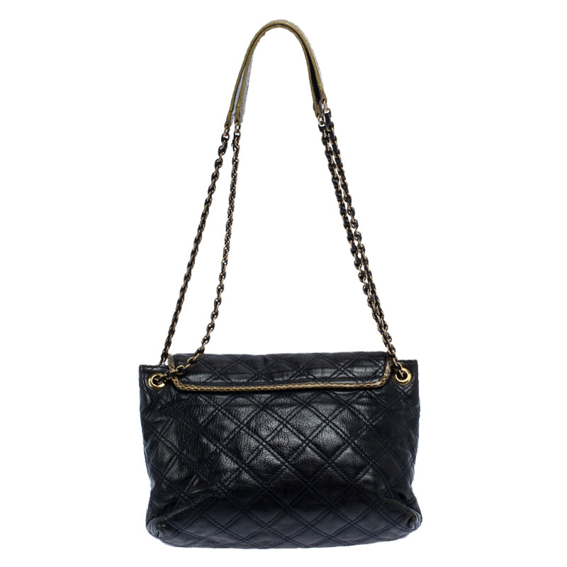 Pre-owned Marc Jacobs Navy Blue Quilted Leather Flap Crossbody Bag