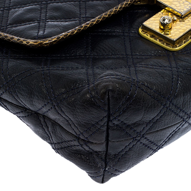 Pre-owned Marc Jacobs Navy Blue Quilted Leather Flap Crossbody Bag
