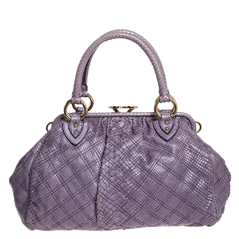 Pre-owned Marc Jacobs Purple Quilted Python Stam Satchel