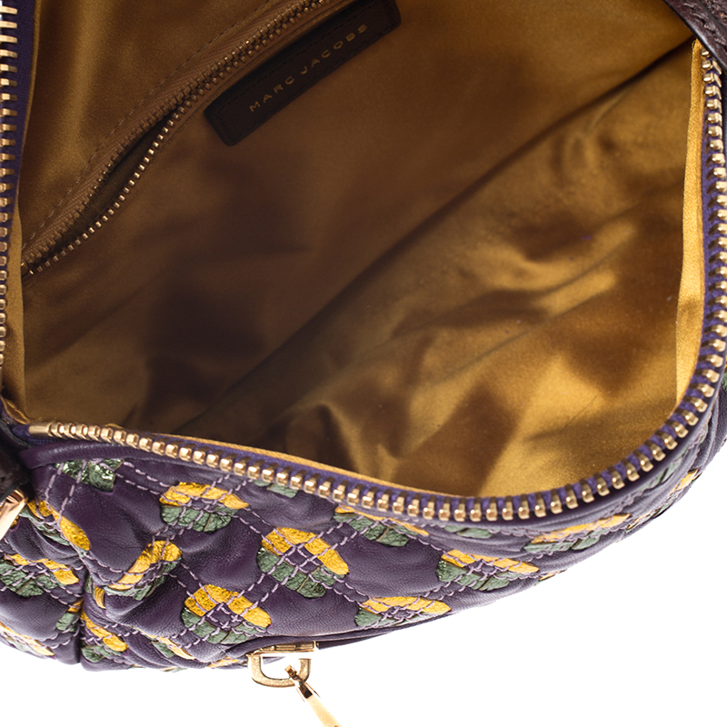 Marc Jacobs Purple Printed Leather Misfit Flap Shoulder Bag