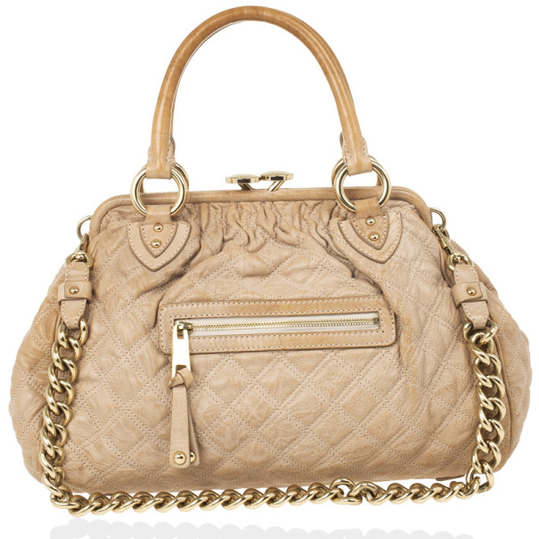 Pre Owned Marc Jacobs Beige Quilted Leather Stam Satchel