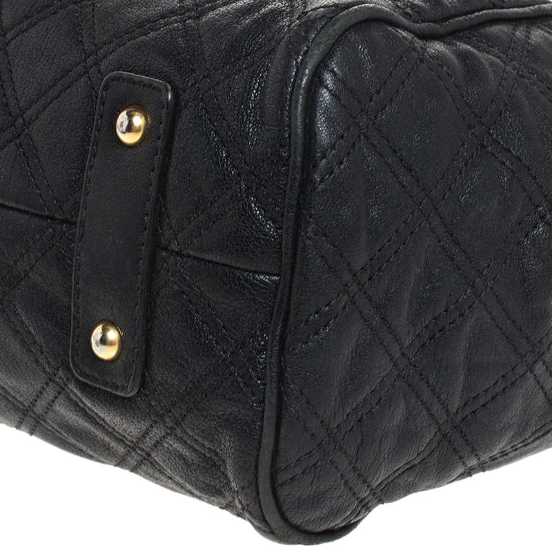 Pre-owned Marc Jacobs Black Quilted Leather Mini Stam Satchel