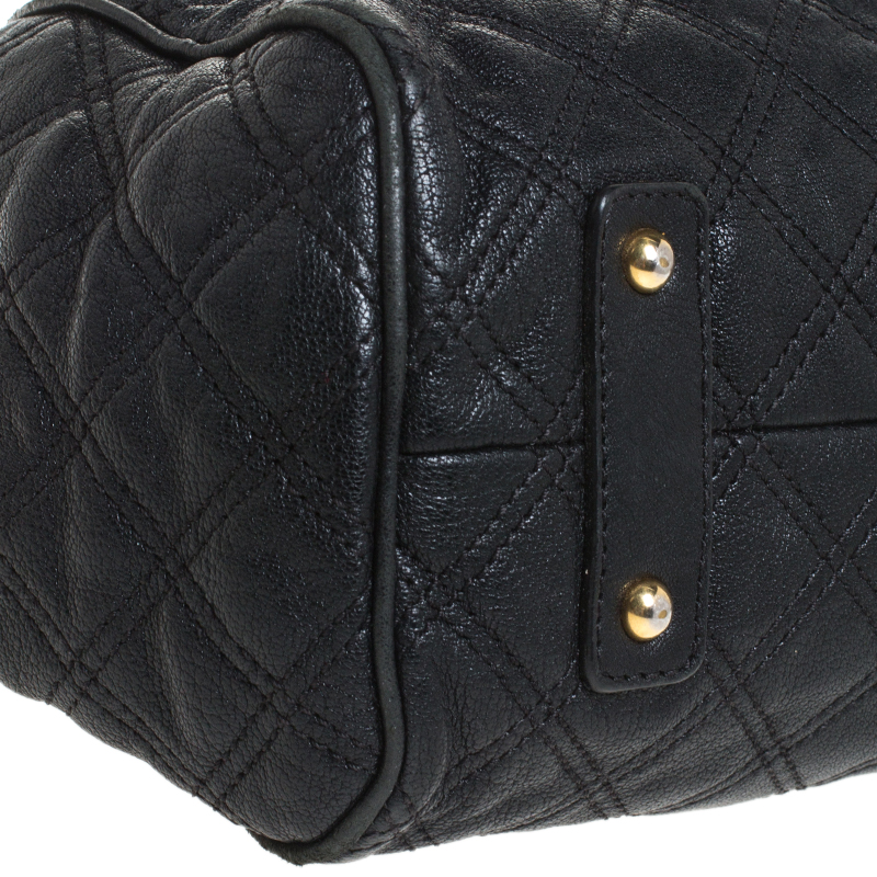 Pre-owned Marc Jacobs Black Quilted Leather Mini Stam Satchel