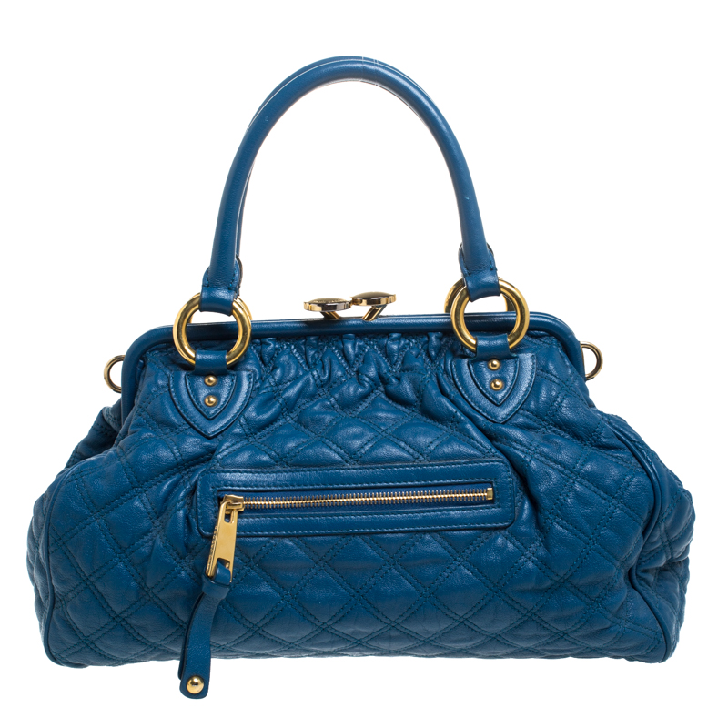 Pre Owned Marc Jacobs Blue Quilted Leather Stam Shoulder Bag