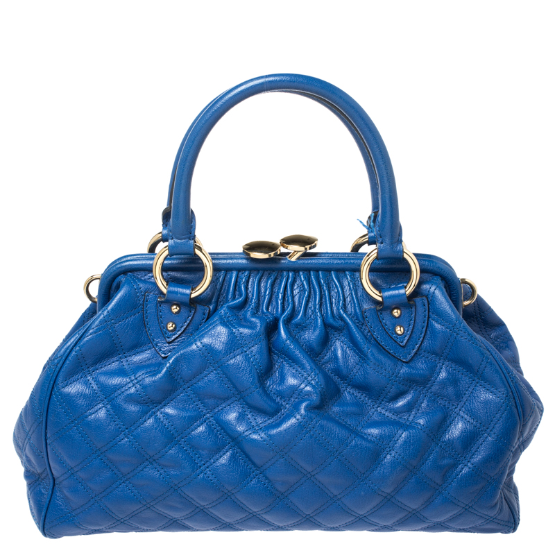 Marc Jacobs Blue Quilted Leather Stam Satchel