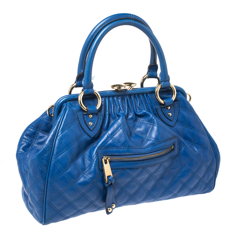 Marc Jacobs Blue Quilted Leather Stam Satchel