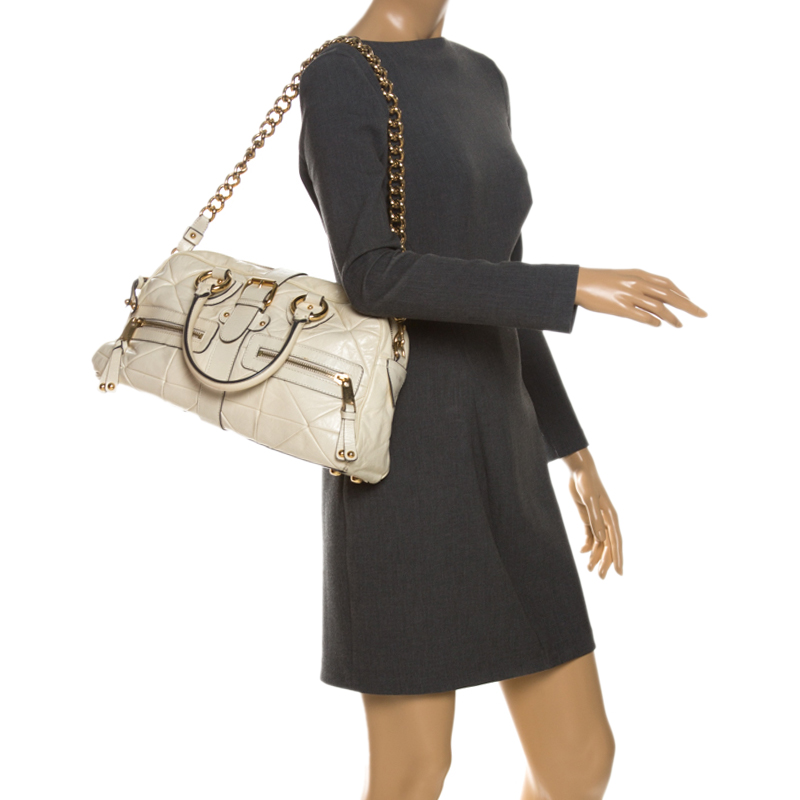 

Marc Jacobs Cream Leather Double Zip Pocket Satchel