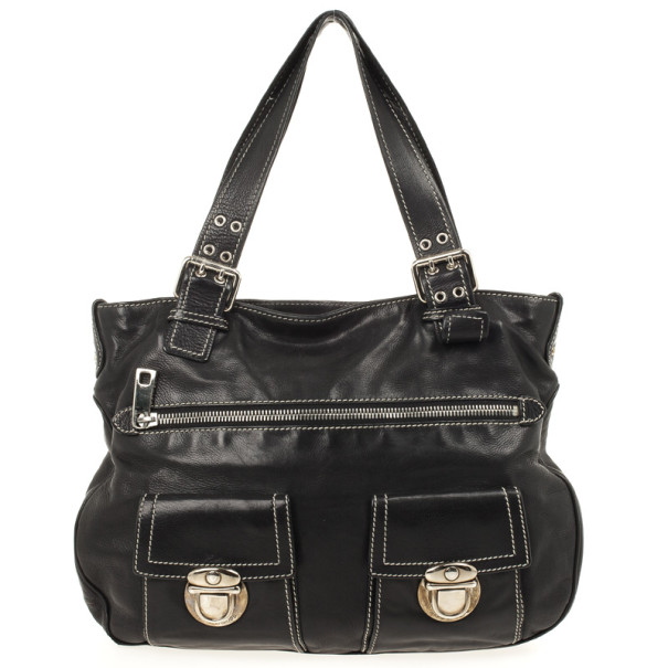 Marc Jacobs Black Leather Stella Tote