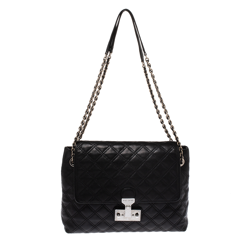 Pre Owned Marc Jacobs Black Quilted Leather Shoulder Bag