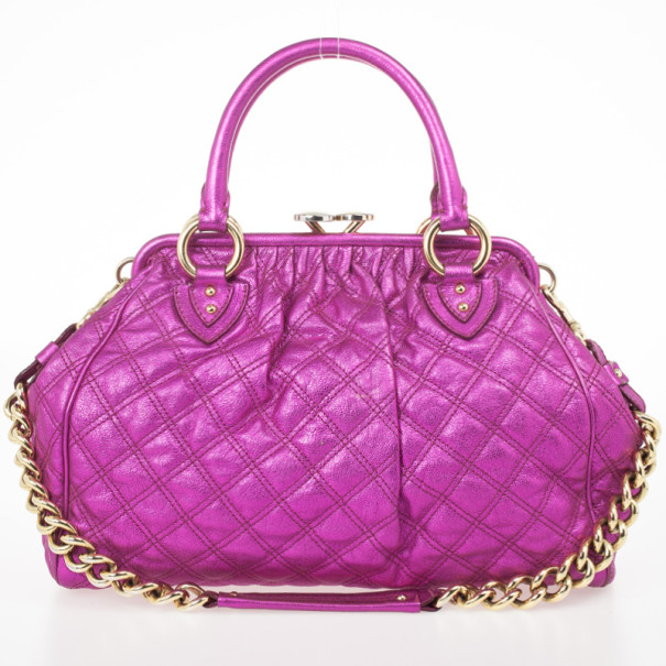 Pre Owned Marc Jacobs Metallic Leather Stam Bag