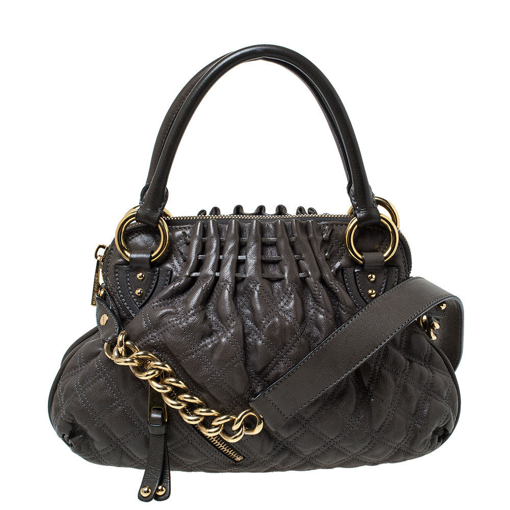 Pre Owned Marc Jacobs Grey Quilted Leather Cecilia Satchel