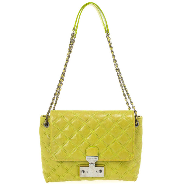 Pre Owned Marc Jacobs Acid Green Baroque Single Large Shoulder Bag