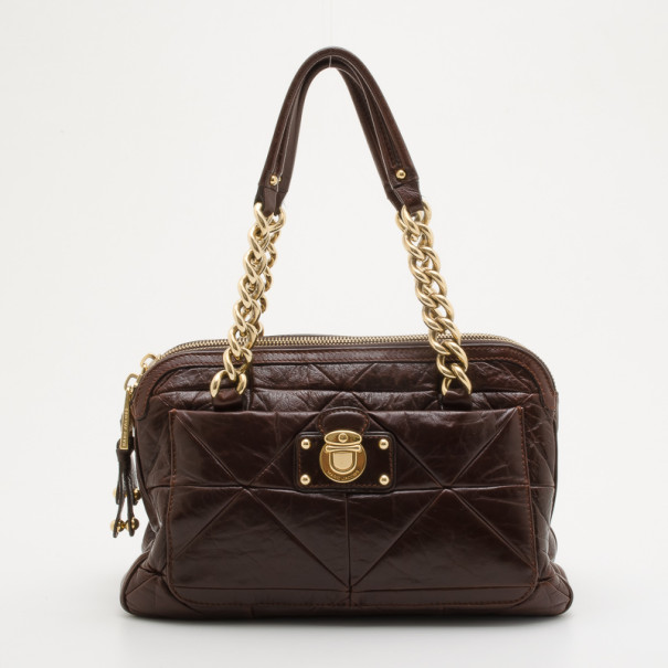 Pre Owned Marc Jacobs Brown Quilted Satchel