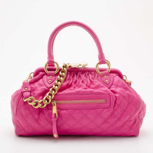 Pre Owned Marc Jacobs Quilted Hot Pink Stam Satchel