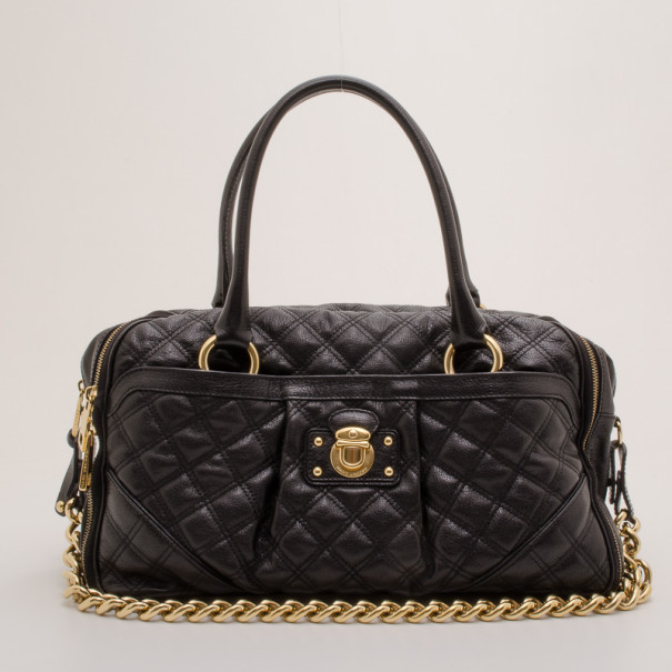 Pre Owned Marc Jacobs Black Quilted Leather Satchel