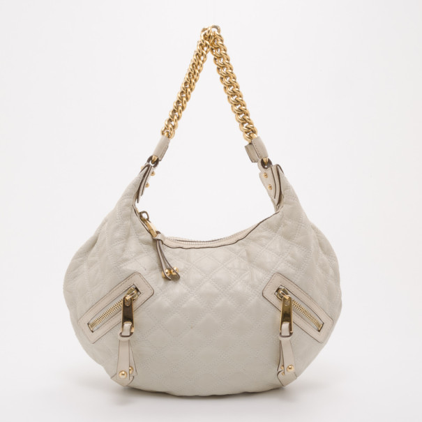 Pre Owned Marc Jacobs Cream Quilted Banana Hobo 