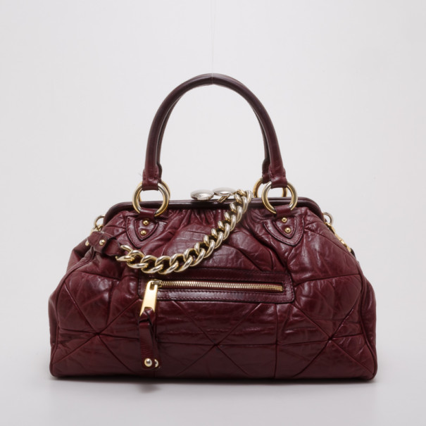 Pre Owned Marc Jacobs Burgundy Patchwork Stam