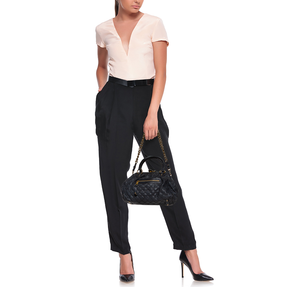 

Marc Jacobs Dark Grey Quilted Leather Stam Satchel