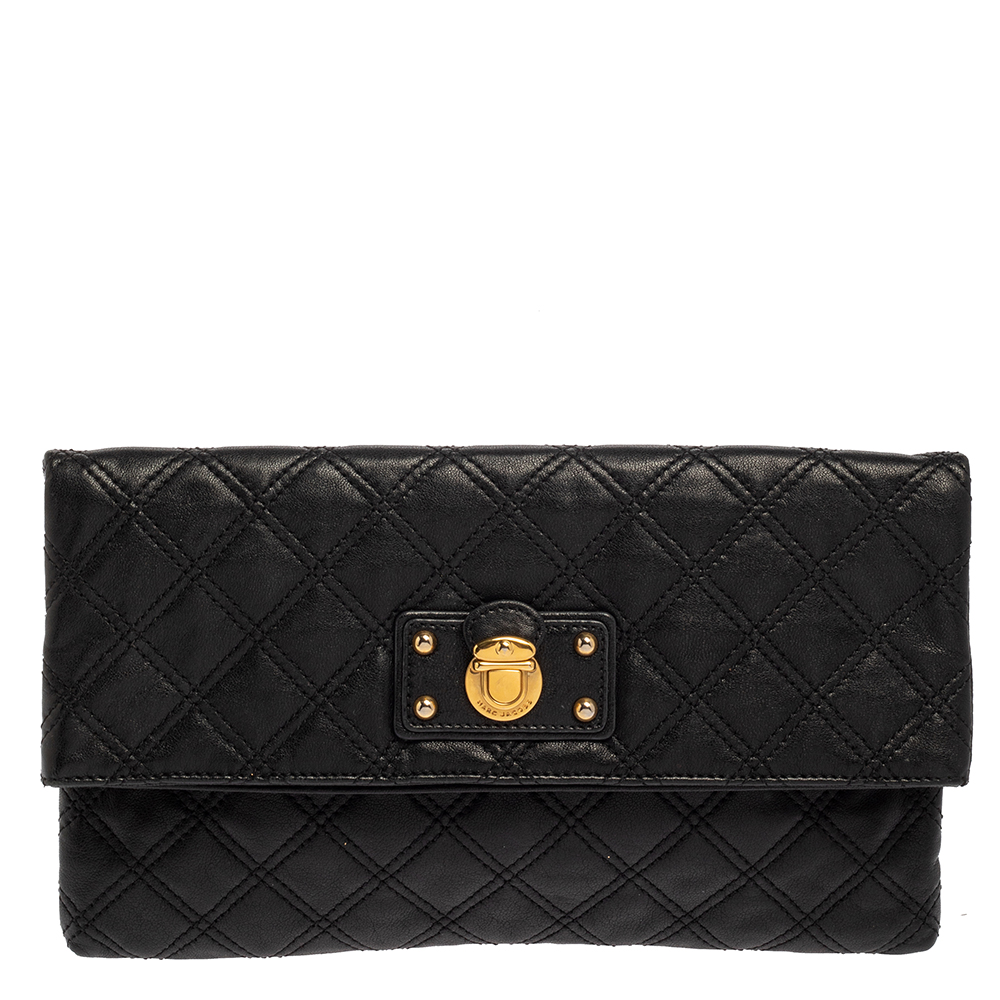 Pre-owned Marc Jacobs Black Quilted Leather Eugenie Clutch