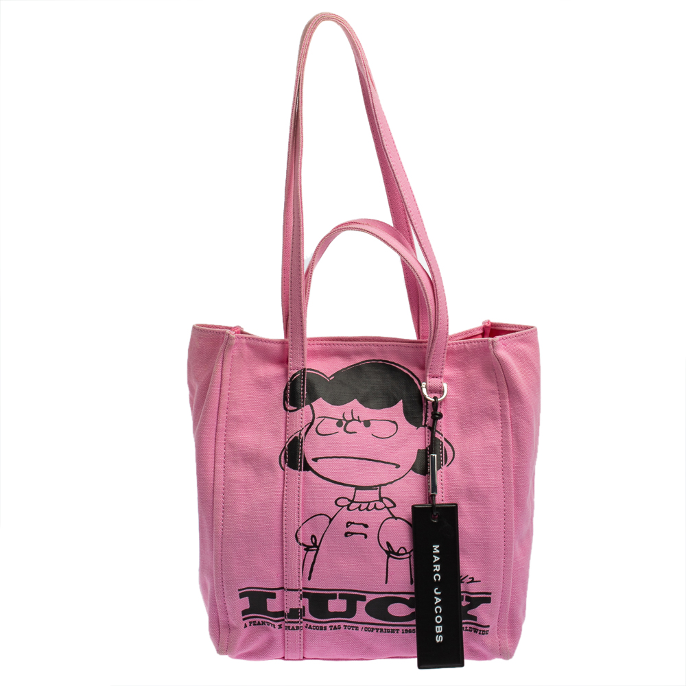 Pre-owned Marc Jacobs Peanuts X  Pink Canvas The Tag Tote