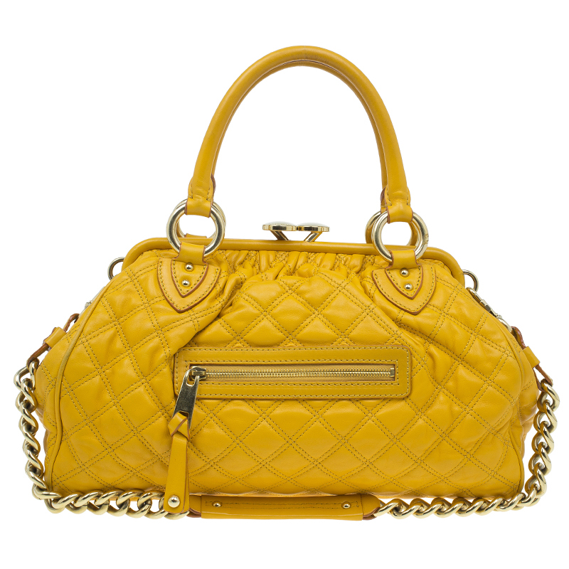 Pre Owned Marc Jacobs Yellow Quilted Leather Stam Shoulder Bag