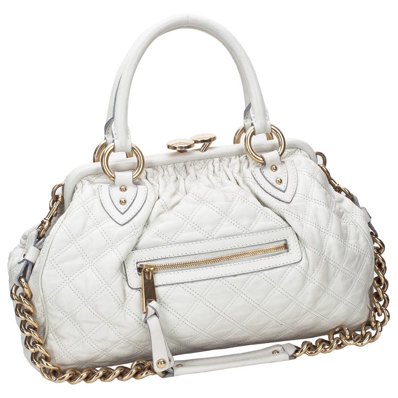 

Marc Jacobs Ivory Quilted Leather Stam Satchel, Cream