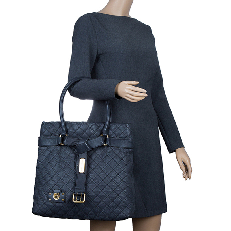 

Marc Jacobs Dark Grey Quilted Leather Casey Double Stitch Tote