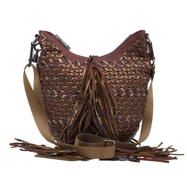 Pre Owned Marc Jacobs Brown Woven Leather Boho Hobo