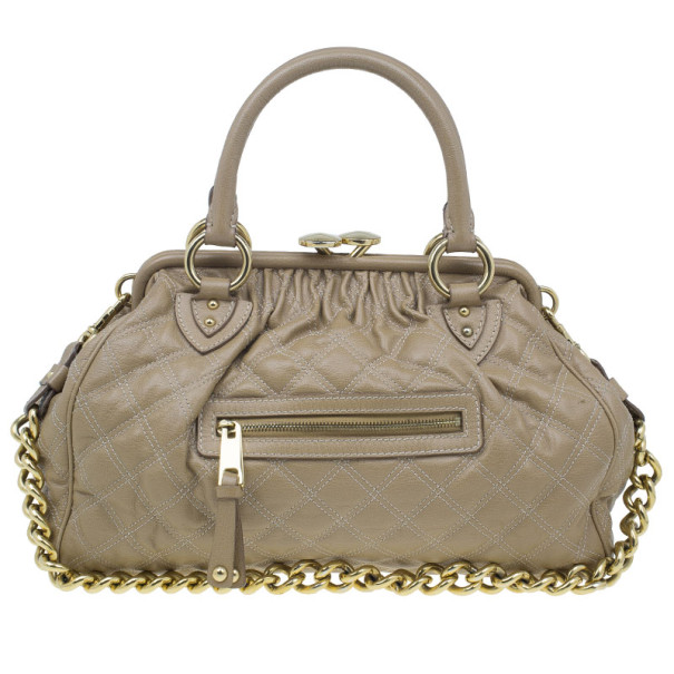 Pre Owned Marc Jacobs Beige Quilted Leather Stam Bag
