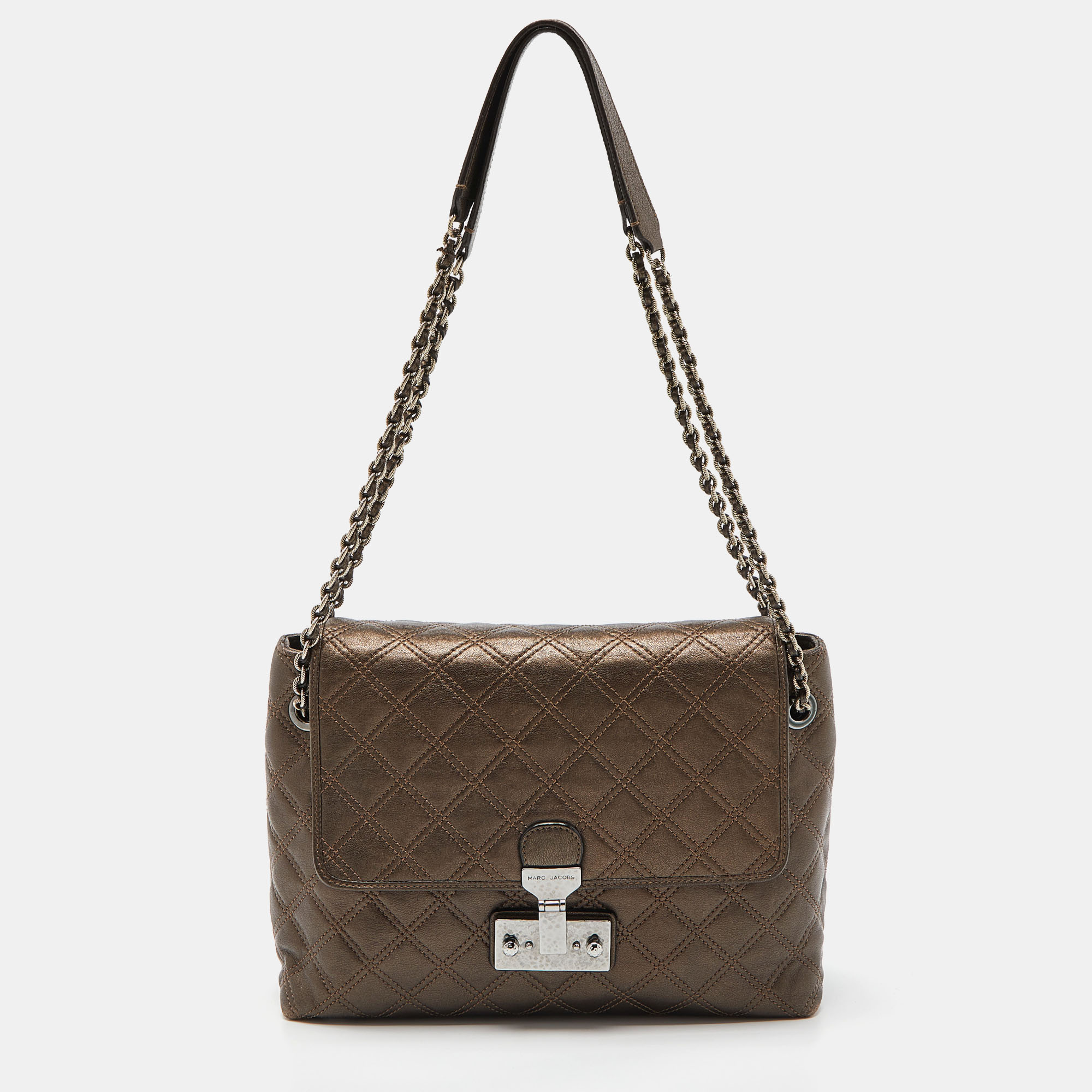 Pre-owned Marc Jacobs Metallic Quilted Leather Flap Shoulder Bag
