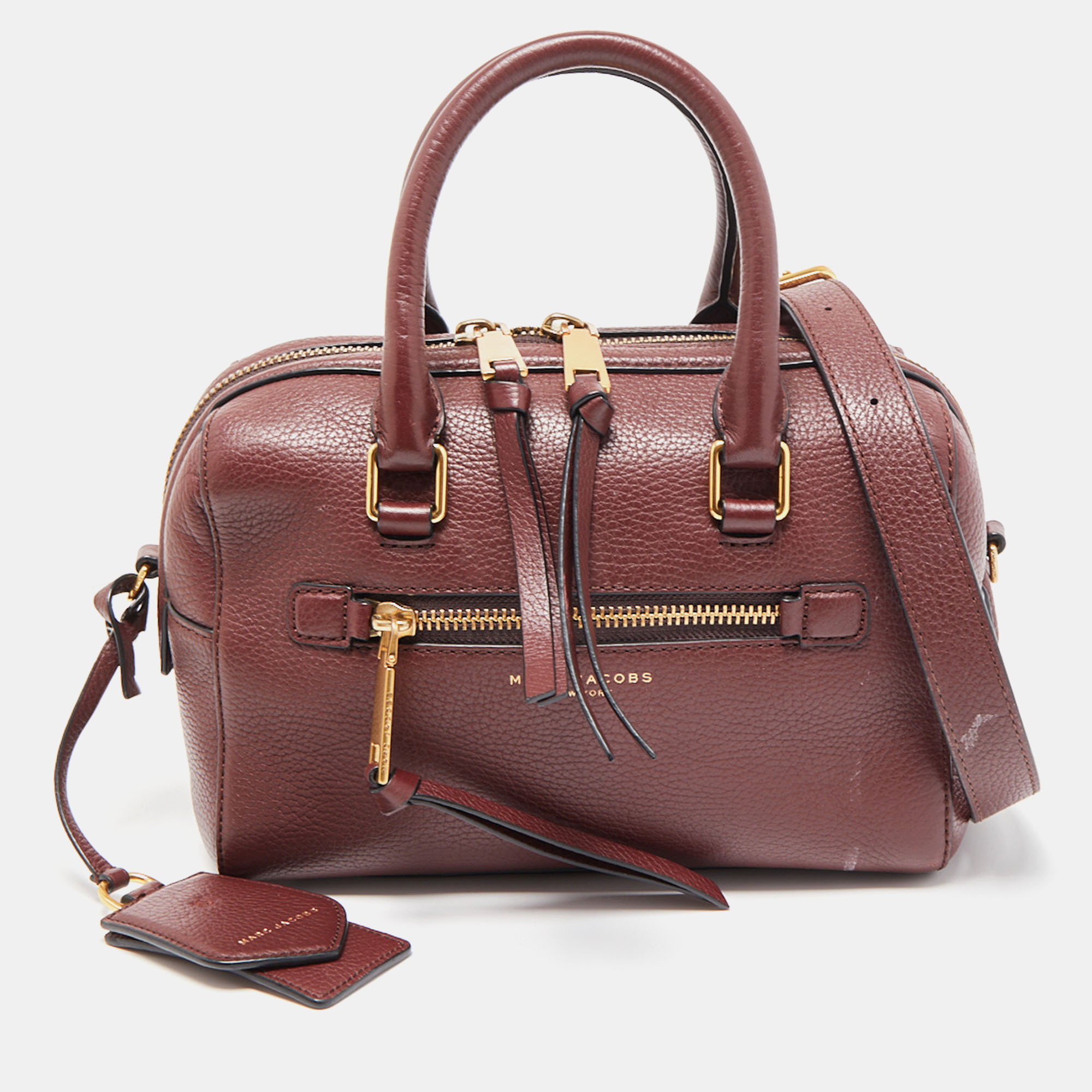 

Marc Jacobs Burgundy Leather Recruit Bauletto Boston Bag
