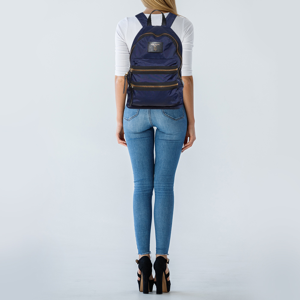 

Marc Jacobs Blue/Black Nylon and Leather Biker Backpack