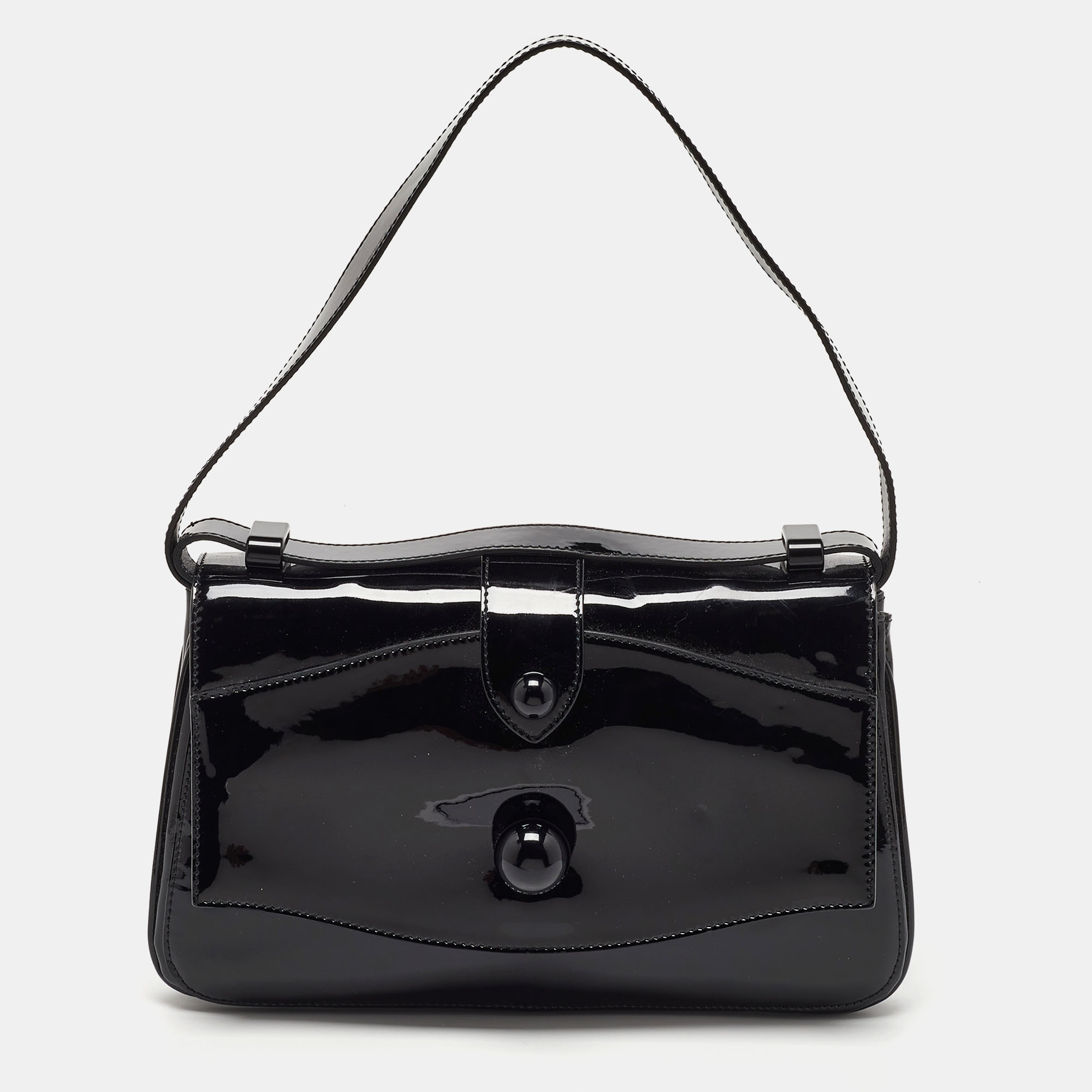 Pre-owned Marc Jacobs Black Patent Leather Flap Top Handle Bag