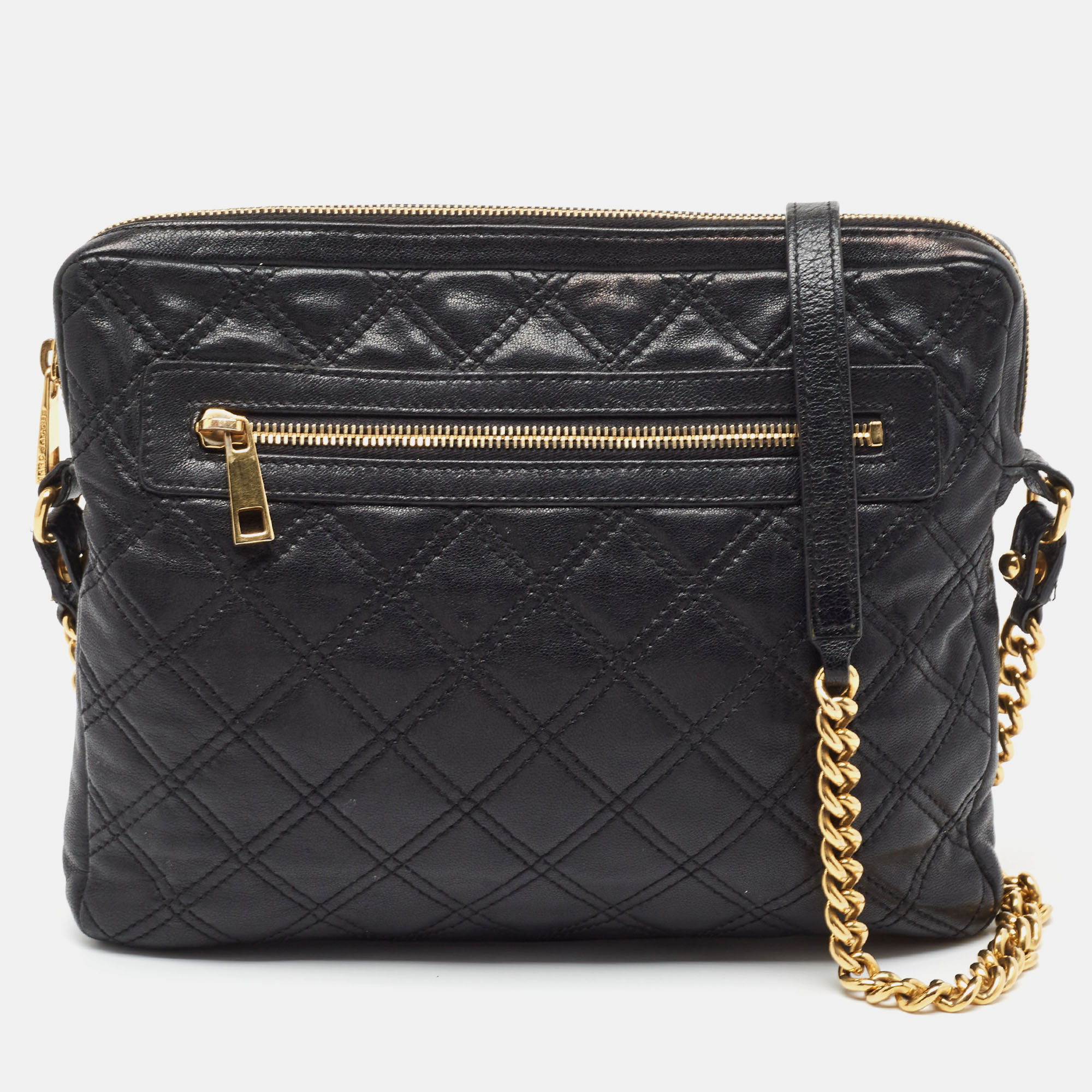 Pre-owned Marc Jacobs Black Quilted Leather Chain Crossbody Bag