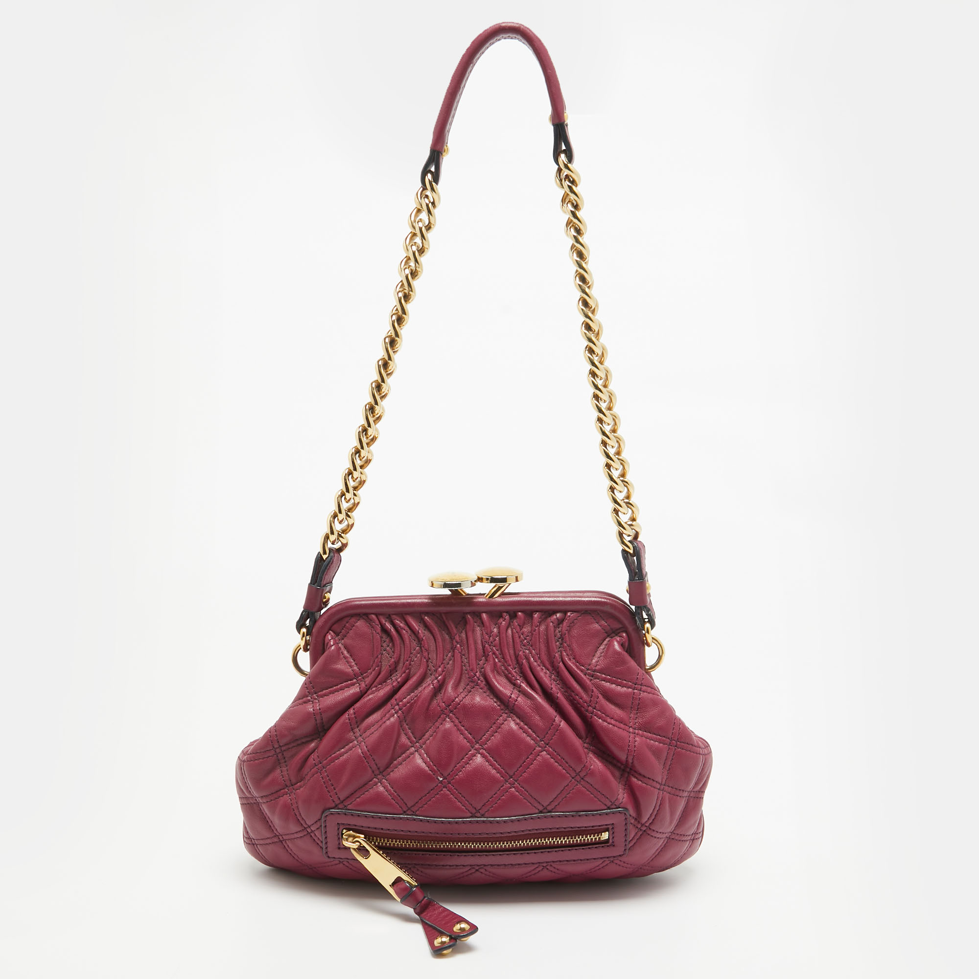 Pre-owned Marc Jacobs Fuchsia Quilted Leather Little Stam Shoulder Bag In Pink