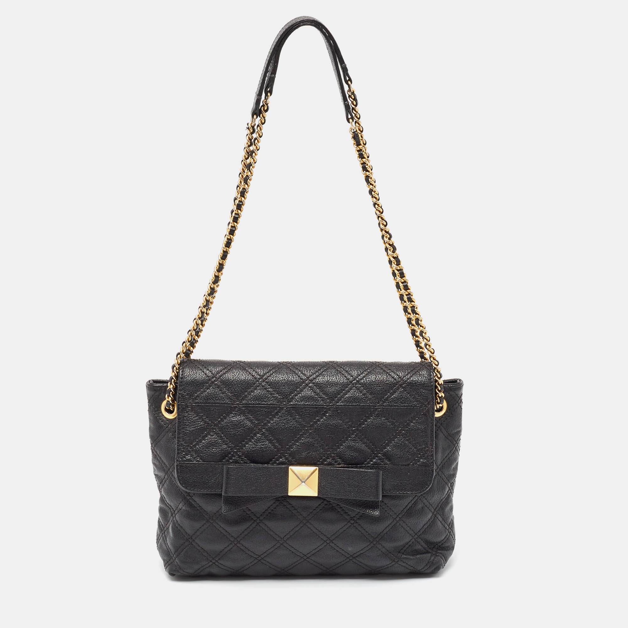 Pre-owned Marc Jacobs Black Quilted Leather Bow Shoulder Bag