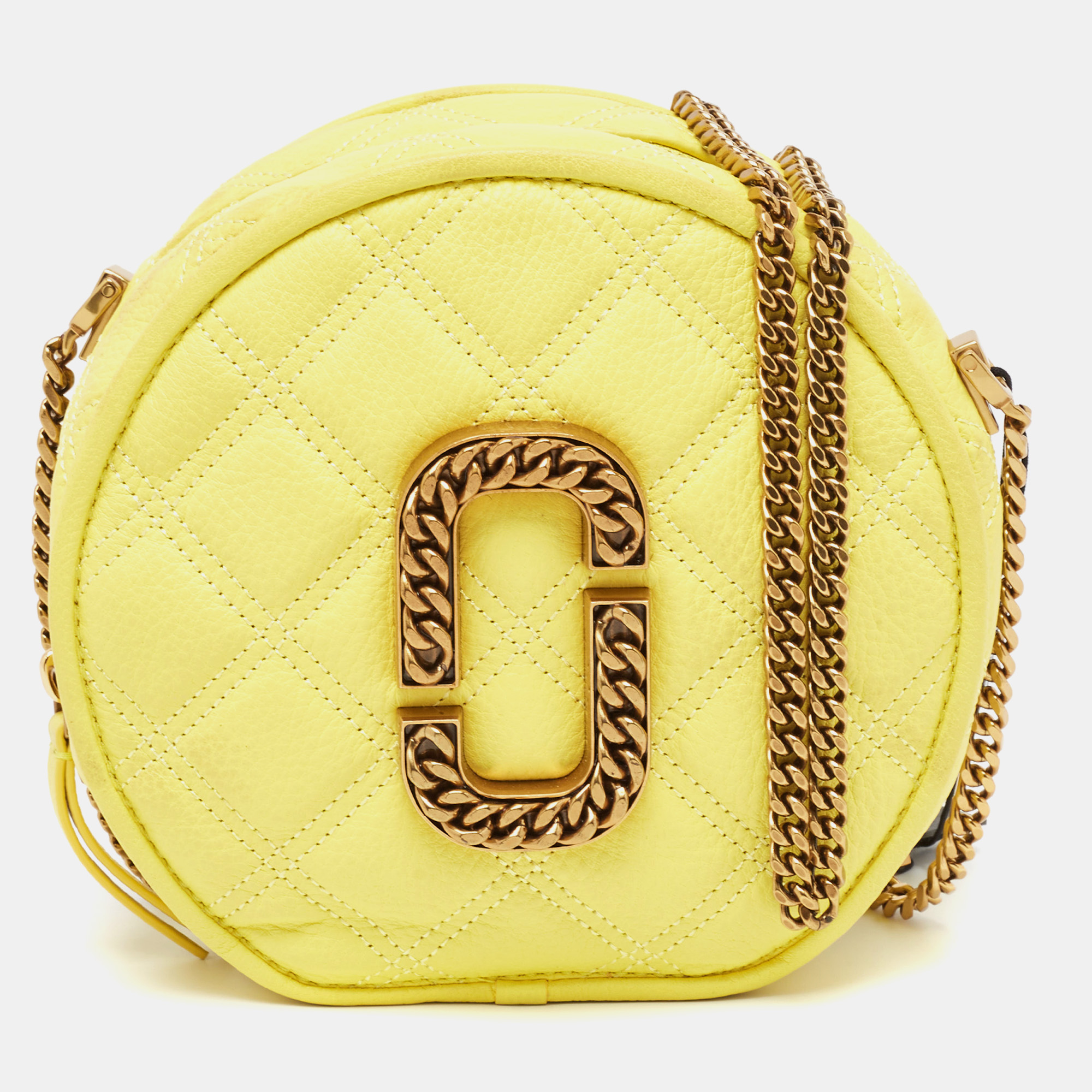 Pre-owned Marc Jacobs Powder Yellow The Status Round Crossbody Bag