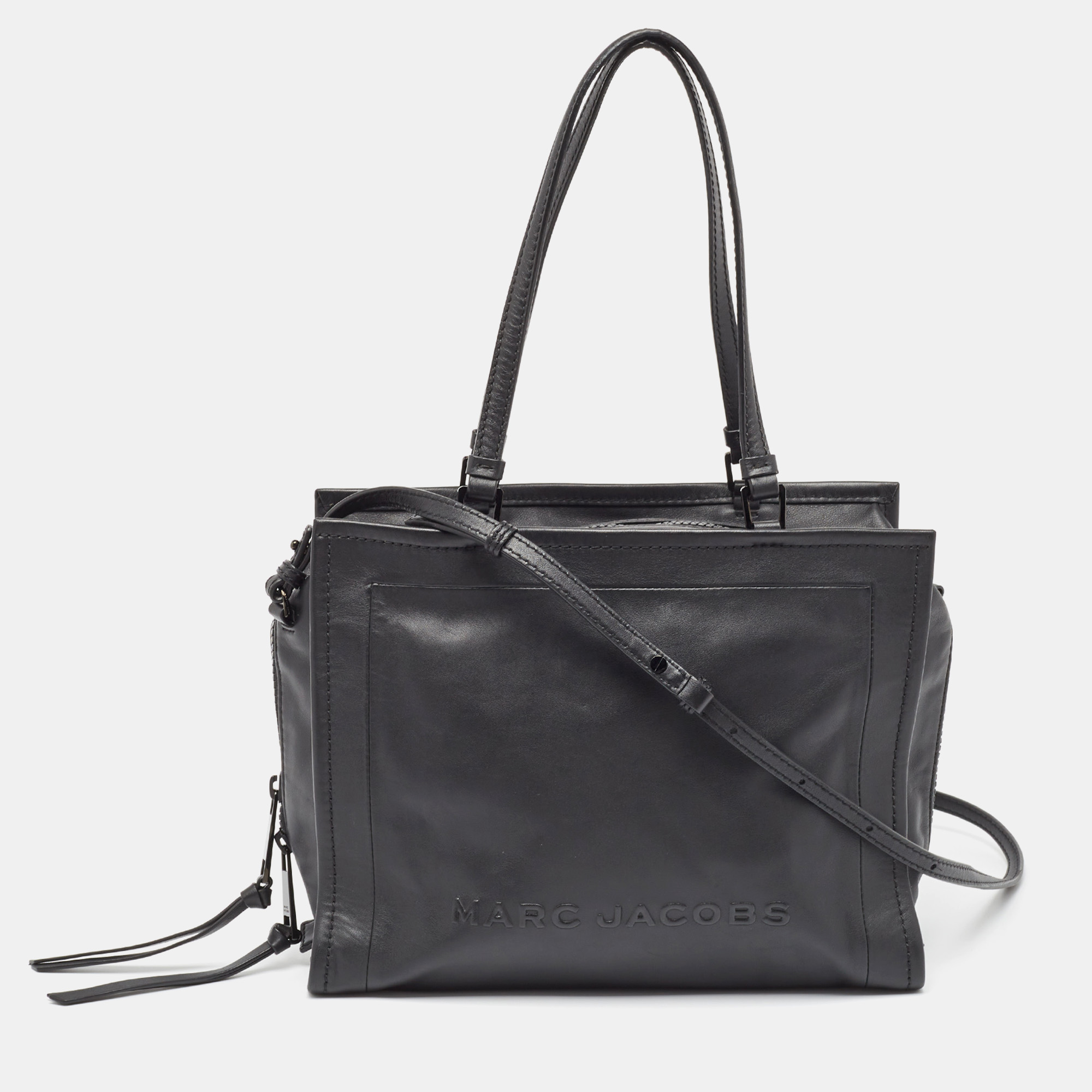 

Marc Jacobs Black Leather The Box Shopper Tote