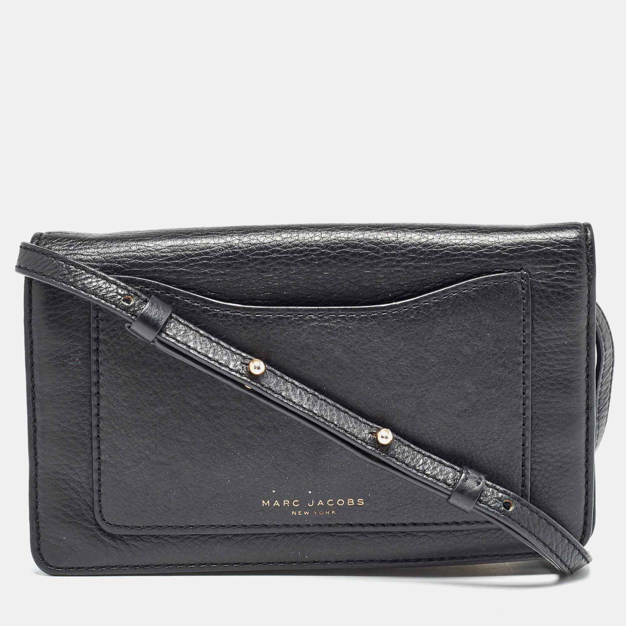 

Marc Jacobs Black Leather Recruit Wallet on Strap
