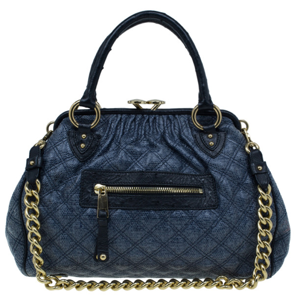 Pre Owned Marc Jacobs Blue Python Embossed Stam Satchel