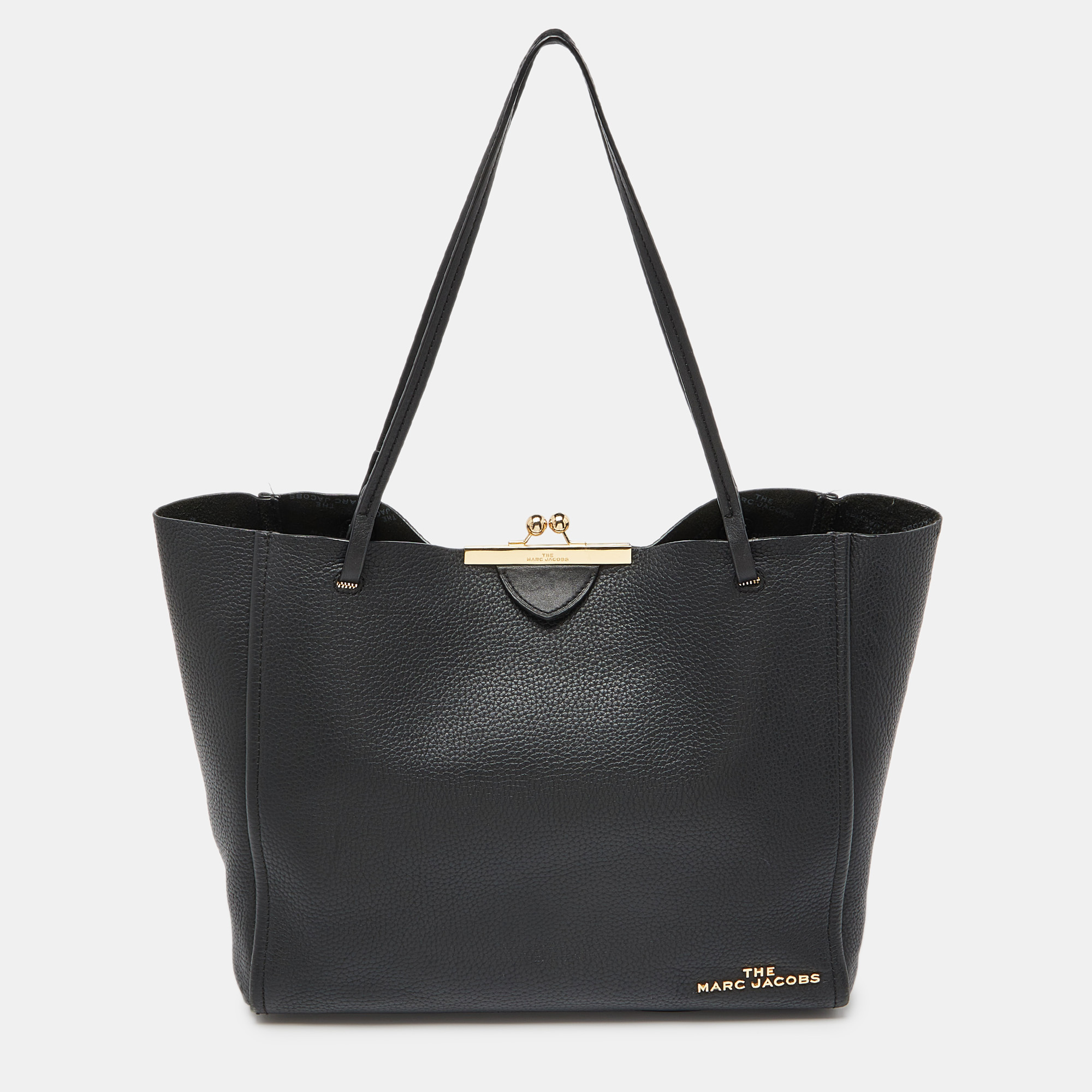 

Marc Jacobs Black Leather The Kiss Shopper Tote