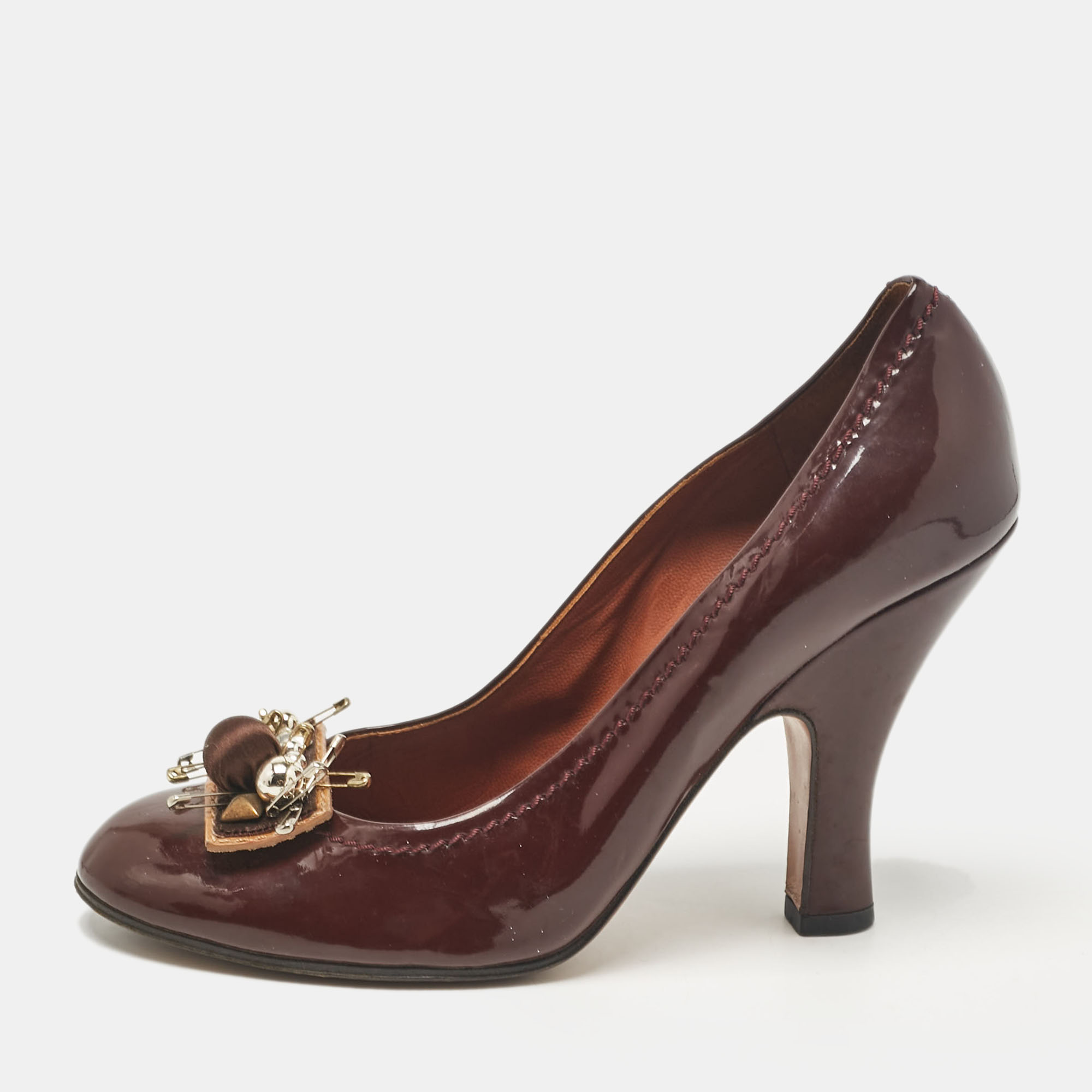 

Marc Jacobs Burgundy Patent Leather Block Heel Pumps Size 39