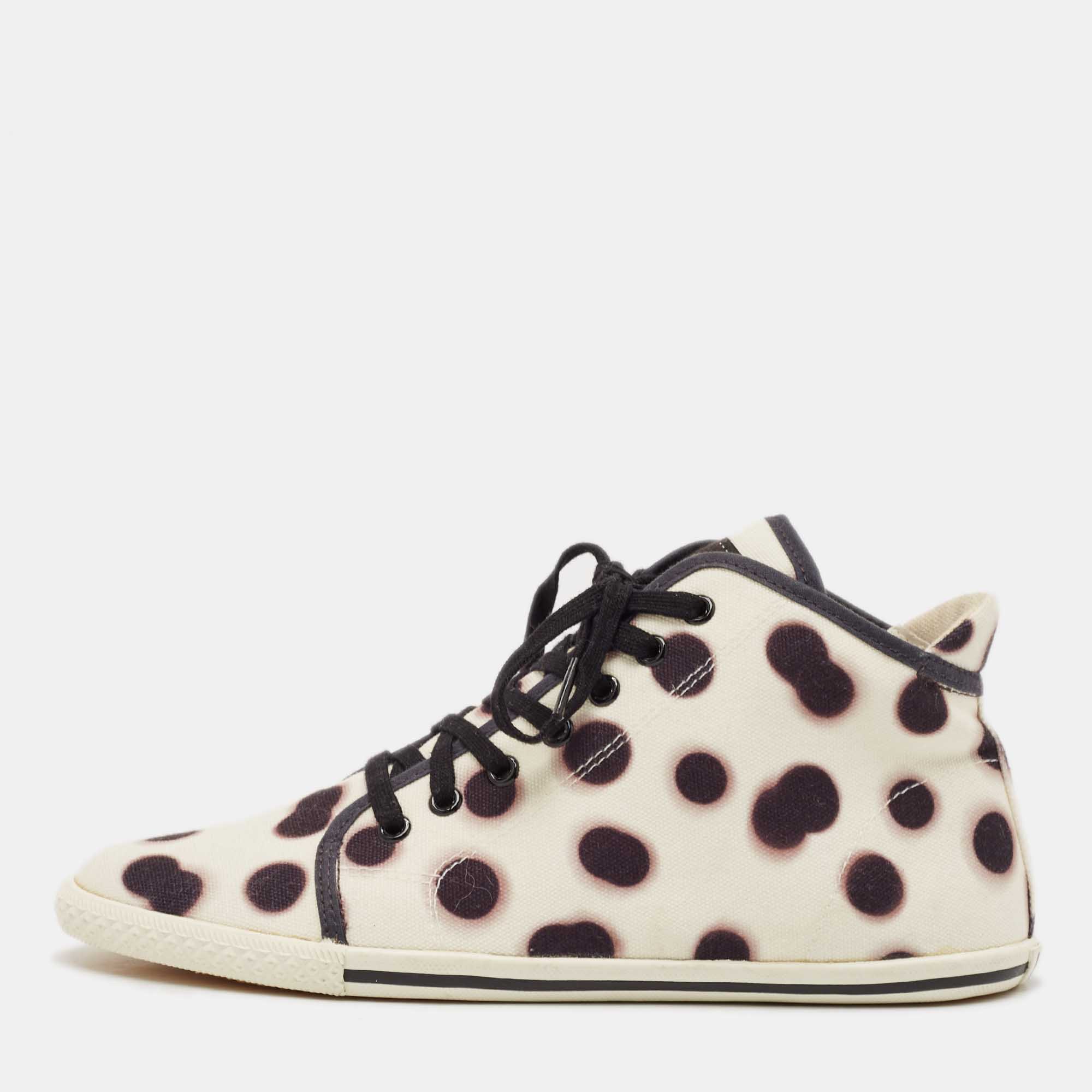 

Marc Jacobs Black/Cream Dot Canvas Lace Up Sneakers Size