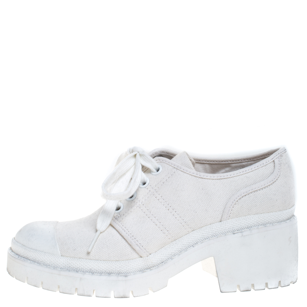 

Marc Jacobs White Canvas Bond Army Platform Sneakers Size