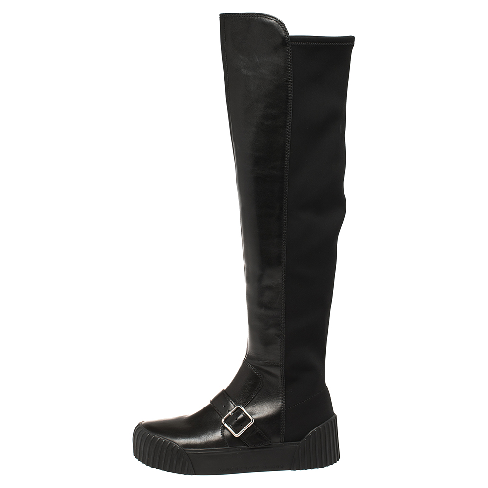 

Marc Jacobs Black Leather and Neoprene Knee Length Boots Size