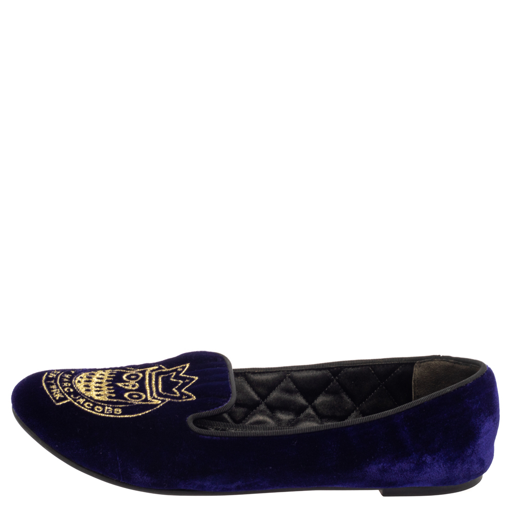 

Marc Jacobs Blue Velvet Smoking Loafers Size