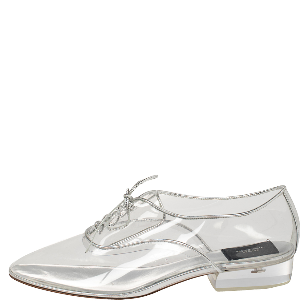 

Marc Jacobs Silver PVC and Leather Transparent Clear Heel Oxfords Size