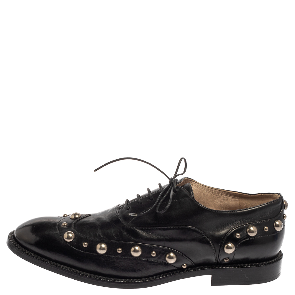 

Marc Jacobs Black Leather Studded Oxfords Size