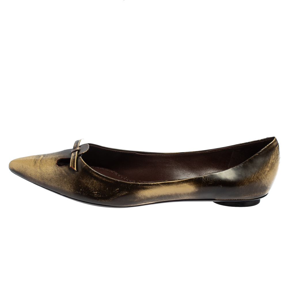 

Marc Jacobs Two Tone Leather Bow Ballet Flats Size, Brown